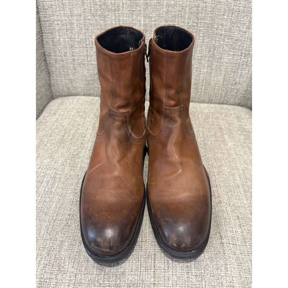 To Boot New York Adam Derrick Mens Brown Leather Side Zip Boots Size 9.5